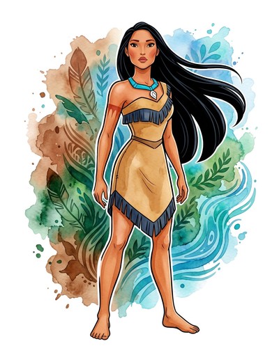 Pocahontas acquerello disney - acquerello,