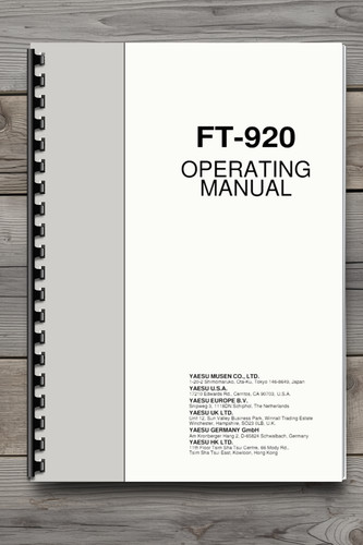 Yaesu 920 operating manual - ft-920,