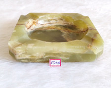 Vintage Onice Verde Ruggine Marrone Naturale Intagliato Pietra Posacenere