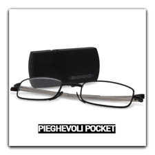 Occhiali da lettura vista pieghevoli uomo nero metallo graduati 5 diottrie