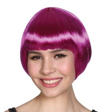 Parrucca Di Carnevale Viola Caschetto Per Travestimento Costume Vestito Da Donna