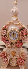 Orologio da Tavolo Orologi Camino in Ceramica Capodimonte Grande Crema Oro Rose