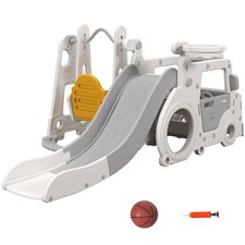 Set scivolo bimbi 18-48 mesi con altalena, macchinina, canestro, 201x151x87.5cm