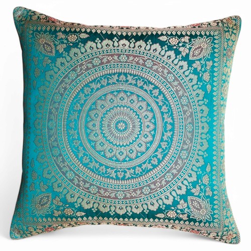 Copricuscino teal mandala - teal,