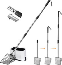 Lettiera per Gatti in Metallo con Supporto, 43" Manico Lungo Estensibile per Lettiera