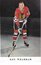 Foto cartolina Ken Wharram Chicago Blackhawks squadra NHL emessa 4x6"