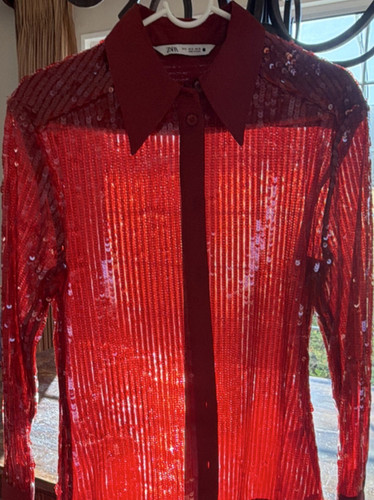 Zara blusa rossa con - rossa,
