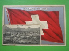 CARTOLINA ESTERA SVIZZERA  UN SALUTO DA CHIASSO IN RILIEVO  VIAGGIATA  ANNO 1927