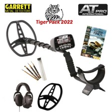 TIGER PACK METAL DETECTOR AT PRO GARRETT PIASTRA 8.5" CUFFIE MATITE MONETE