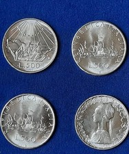 N. 4 monete argento Italia 500 lire FDC