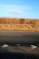 Photo 6x4 Lay-by Markings and Field Tufton/SU4546 On the A34 near Firgo  c2009