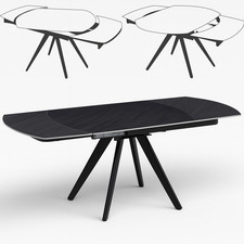 Tavolo Girevole Allungabile Con Piano in Ceramica Effetto Marmo, Gambe in Metall