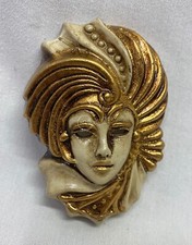 Maschera veneziana ceramica decorazione da parete 10,5x7,5 cm arredo collezione