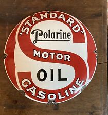 Enamel Sign Standard Polarine Motor Oil Gasoline Garage Automobilia