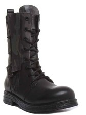 REPLAY Darling Donna Pizzo Pelle Anfibi IN Nero Taglia UK 3 - 8