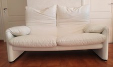 Cassina Maralunga Divano due posti Design Anni 70 Vico Magistretti Pelle bianca
