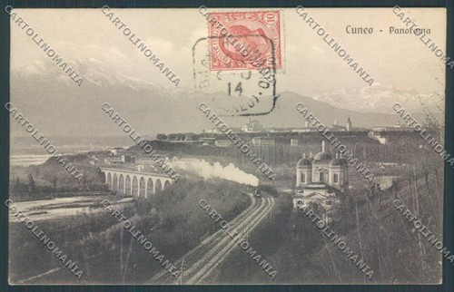 Cuneo città treno cartolina - città,