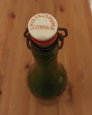 Vecchia Bottiglia Vetro Verde Cristal Spuma Genova Frizz Soda tappo ceramica