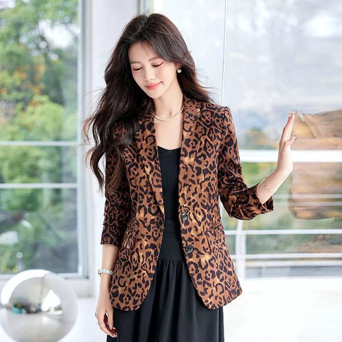 Blazer donna maculato marrone - blazer,