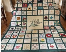 Trapunta patchwork fatta a mano cucita a mano King 106” X 85” Cristo l’acqua viva COB