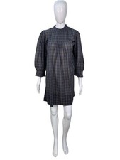 Abito Mini Tunica Corto In Cotone A Righe Con Rouches Boho Per Donna Taglia L