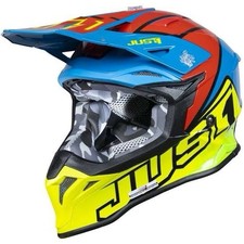 Casco Just1 J39 Thruster Fluo Giallo Rosso Blu+occhiali LS2 maschera Rosso