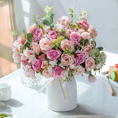 Rosa artificiale seta - rosa, con