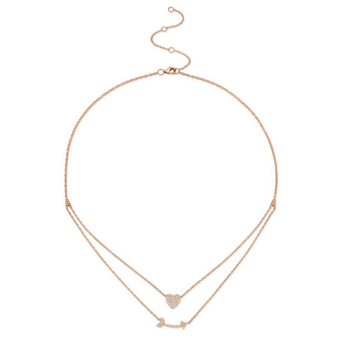 14k oro rosa diamante cuore - 14k,