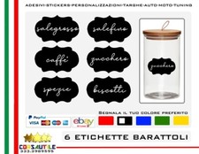 6 adesivi barattoli contenitore zucchero sale caffè cucina dispensa ingredienti
