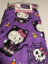 Coperta trapuntata Hello Kitty Halloween REVERSIBILE viola completa/regina nuova con etichetta
