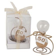 1 PZ Clessidra NOZZE D'ORO su base metallo 11 cm BOMBONIERA 1F8A