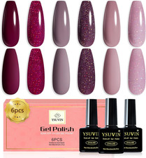 Semipermanente Unghie, 6 Colori Rosa Marrone Glitter Rosa Smalto Semipermanente 