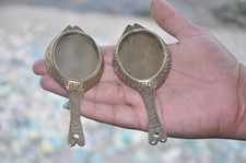 2 Pz Specchi Da Vanity In Ottone Vintage Incisi A Forma Di Pesce Fatti A Mano