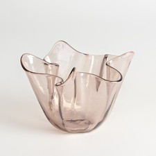 Vaso in vetro di Murano Fazzoletto incisione timbro VENINI 1955 circa Altrosè vintage decorativo