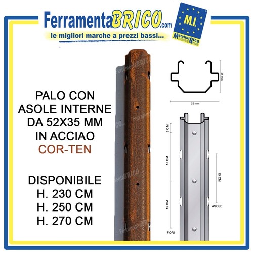 Palo con asole interne 52x35 - asole,