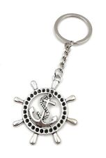 Portachiavi Timone Ancora Corda Argento Metallo Charm