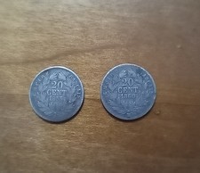 Impero Francese 2 Monete Da 20 Cent In Argento Napoleone III 1853/60