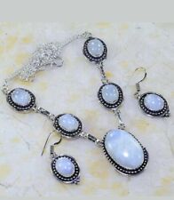 Argento 925 collana girocollo orecchini pietre cabochon moonstone pietra di luna