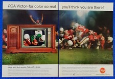 1967 RCA VICTOR THE COLOR TV PIONEER ORIGINALE 2 PG STAMPA PUBBLICITÀ TELEVISIONE CLASSICA