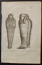 SARCOFAGO EGIZIANO EGITTO 1687 THEVENOT INSOLITO ANTICO PIATTO INCISO RAME