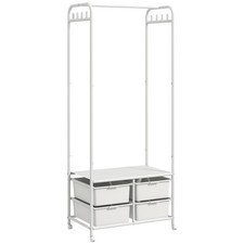 HOMCOM Stand Appendiabiti con Mobile Scarpiera a 4 Cesti e 8 Ganci Bianco