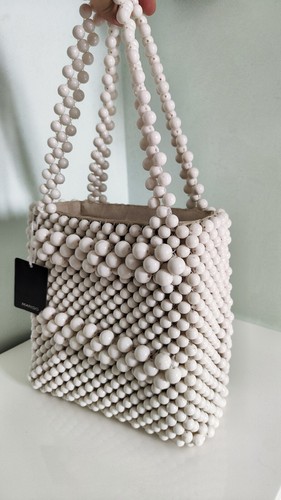 Mango beaded white - tote, bag
