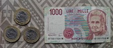 Lotto Serie 3 Monete 1000 lire 1997 1998 corrette + carta moneta Montessori 1996