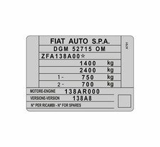 TARGHETTA FIAT riproduzione