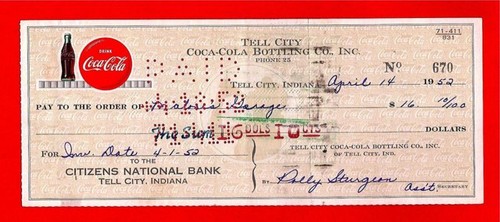 1952 coca cola tell - coca, ind
