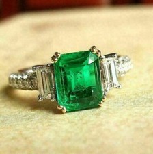Anello Art Deco verde smeraldo