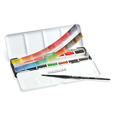 Sennelier Pittura ad Acquerello - Scatola in Metallo con 14 Ciotole Intere + 1 Pennello N131615