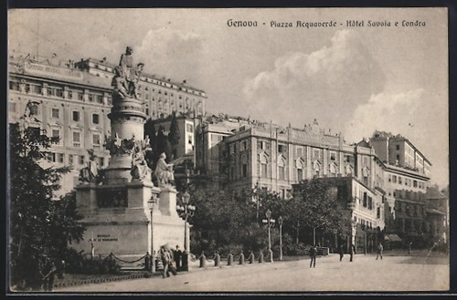 Cartolina genova piazza - cartolina, genova,