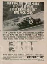 1960 NSU Prinz Giant Killer Little Le Mans Lime Rock Race foto STAMPA VINTAGE ANNUNCIO