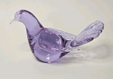 Vintage Purple Blue Art Glass Dove Bird Large Figurine Paperweight